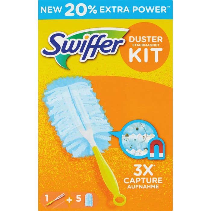 SWIFFER Swiffer Duster Starter Kit Catturapolvere (1 Manico + 5 Piumini per spolverare)