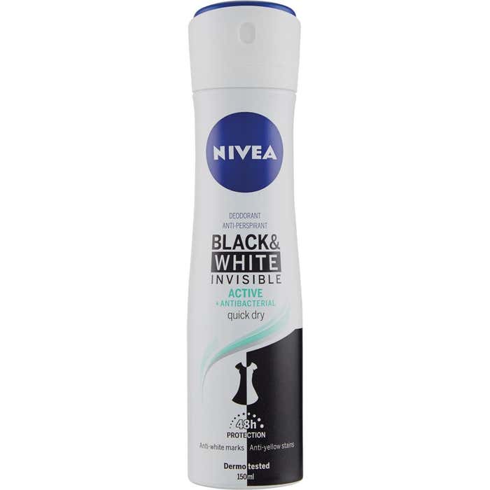 NIVEA Nivea Deodorant Anti-Perspirant Black & White Invisible Active + Antibacterial 150 ml