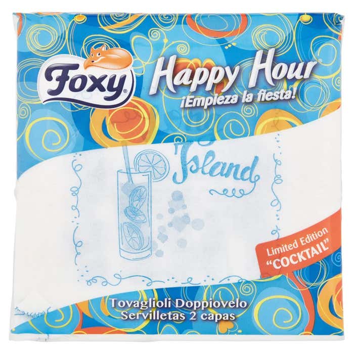 FOXY tovaglioli happy hour 2 veli 33x33 pezzi 50