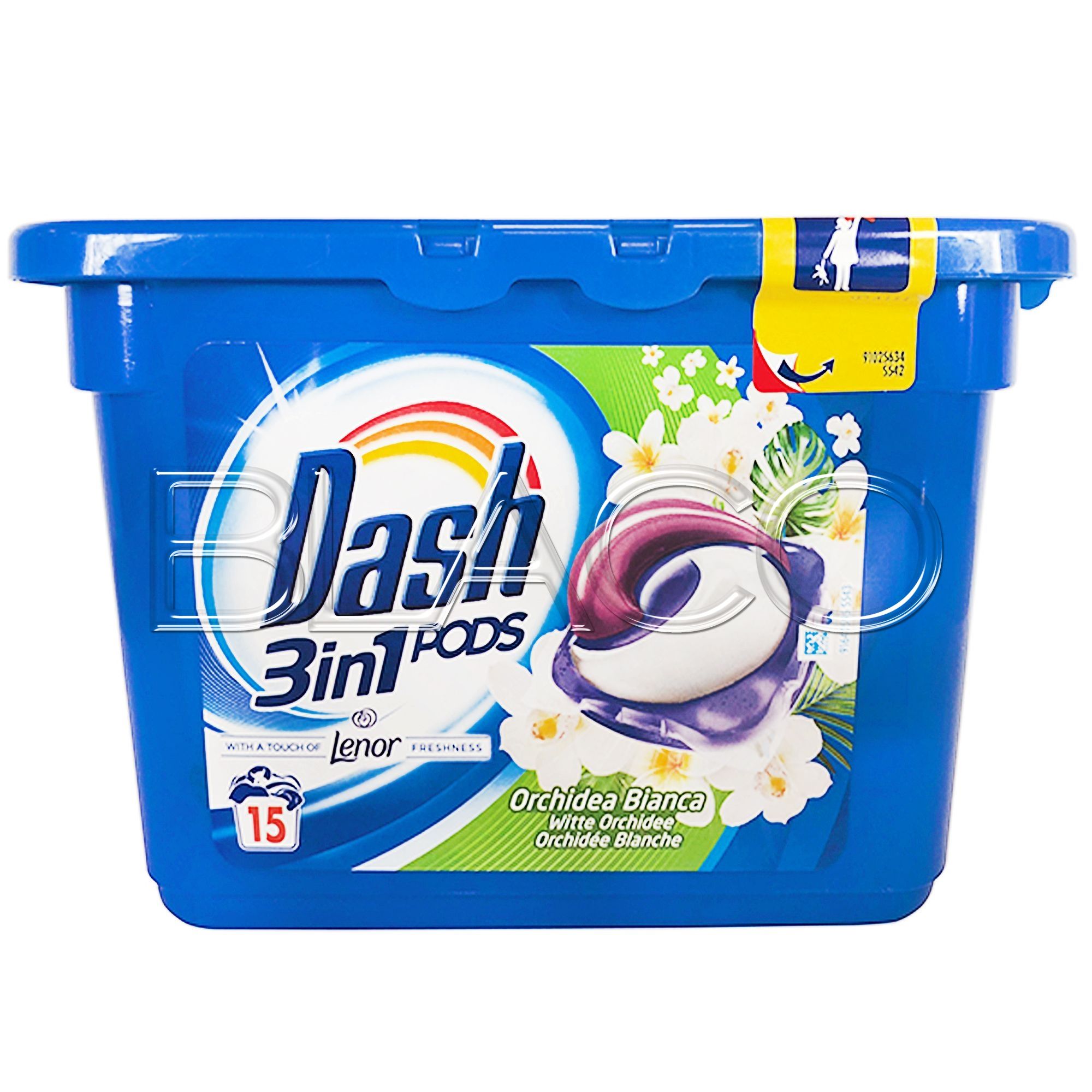 DASH PODS 3in1 Detersivo Lavatrice in Monodosi Orchidea Bianca 15 Lavaggi