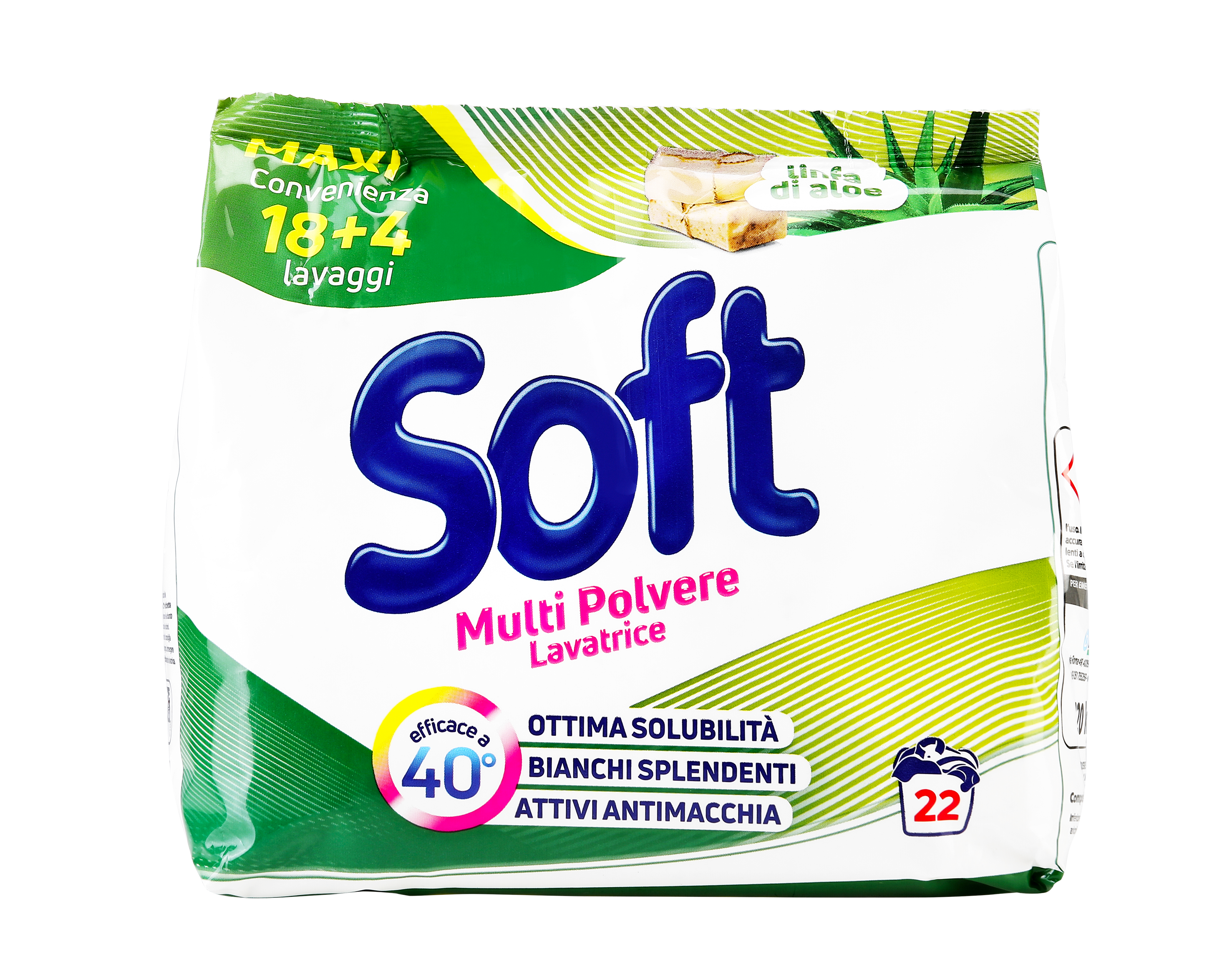 SOFT Multi Polvere Lavatrice Linfa di Aloe 22 lavaggi