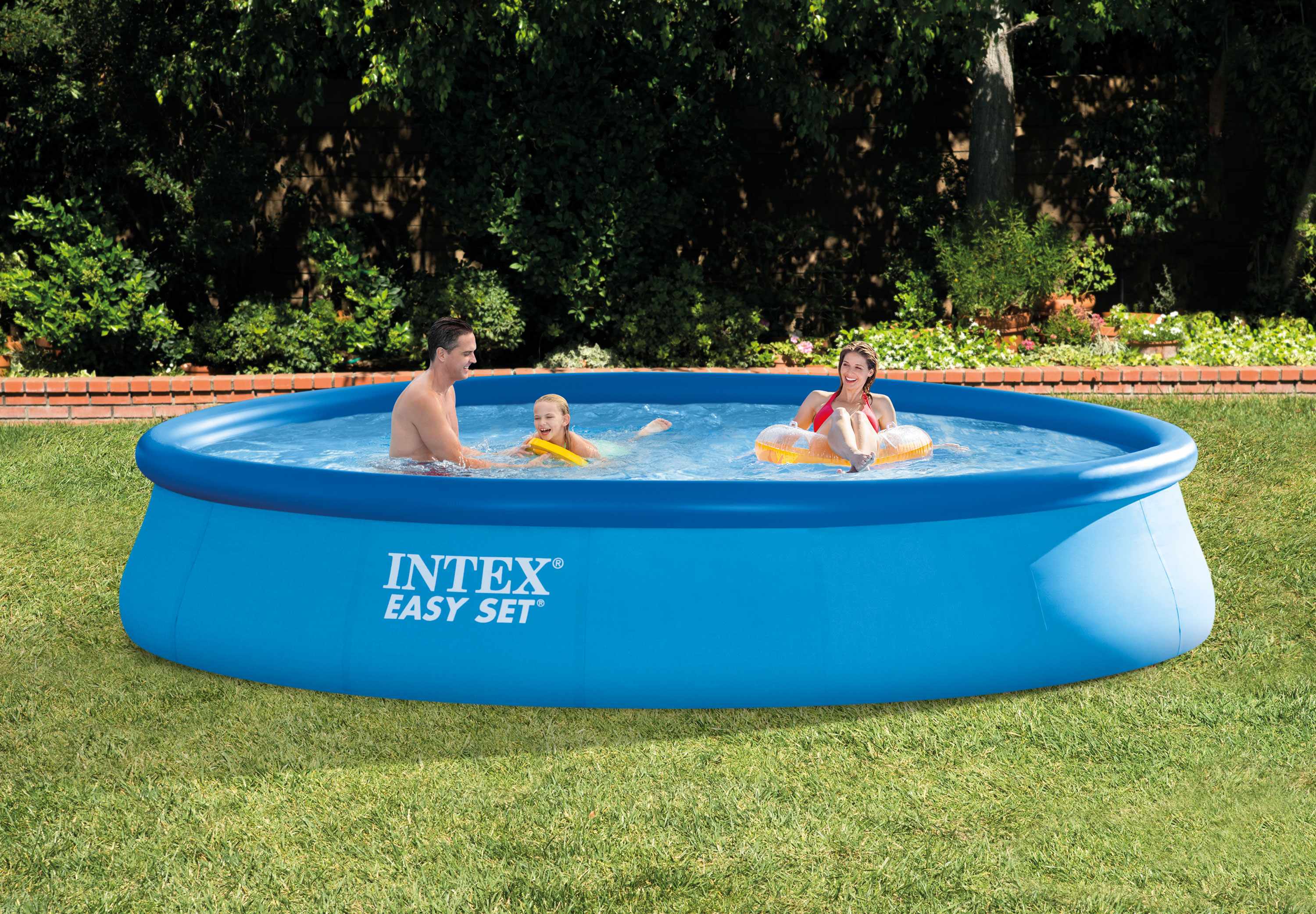 Intex 28158 Easy Set Piscina Tonda Fuoriterra Gonfiabile con Pompa Filtro, Blu, 457 cm