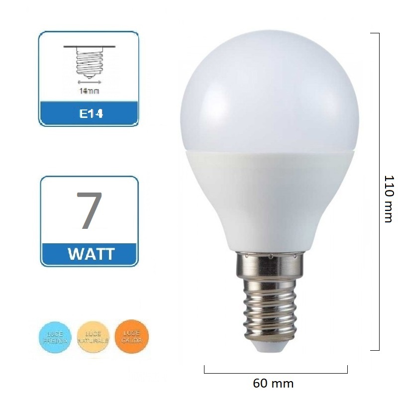 LAMPADINA LED E14 7W 560LM LUCE FREDDA 6500K