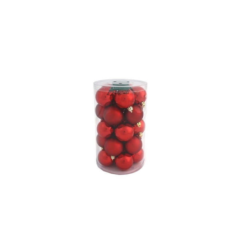 25 Palline di Natale rosse lucide e opache