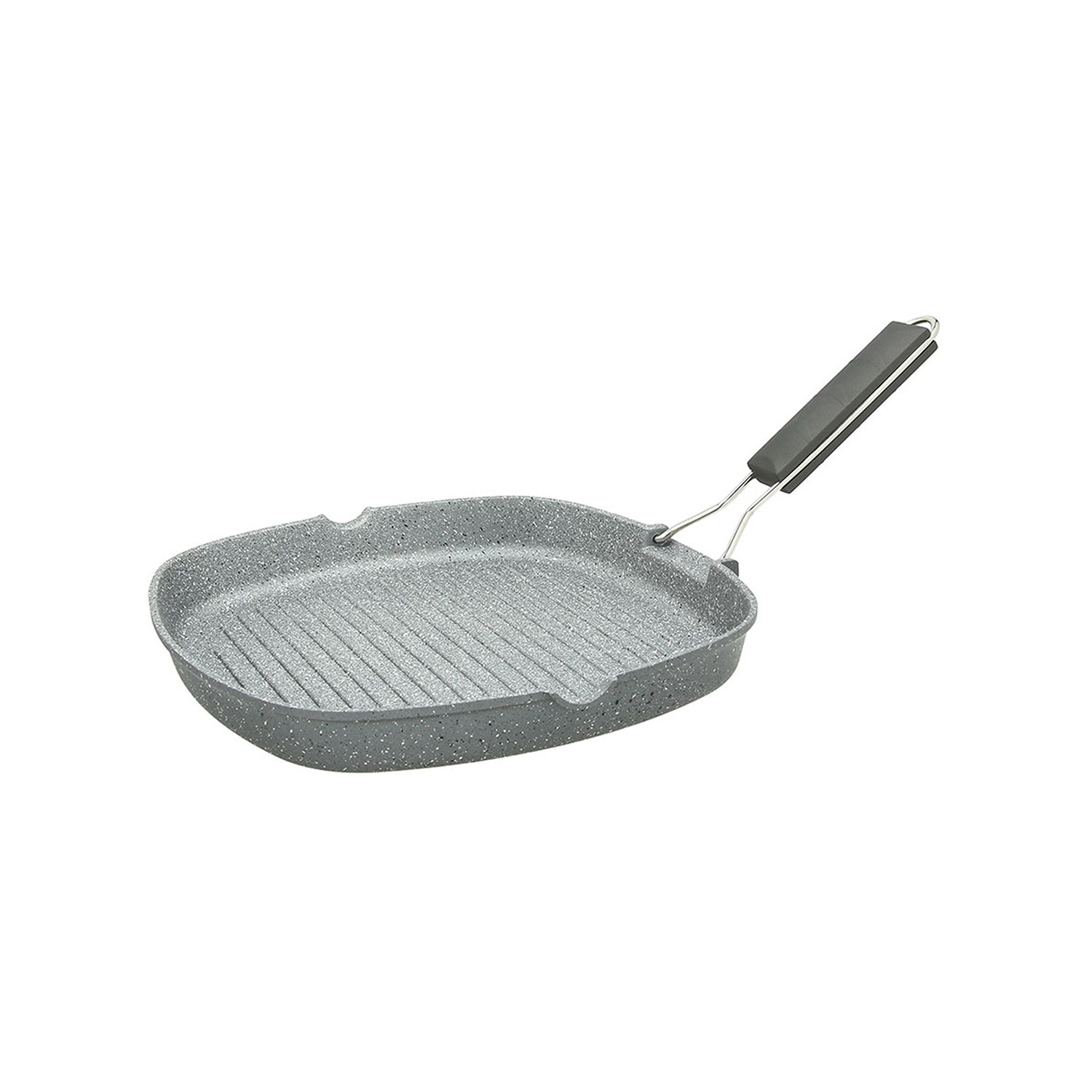 TOGNANA Grill quadra con manico pieghevole Mythos in alluminio con rivestimento in pietra