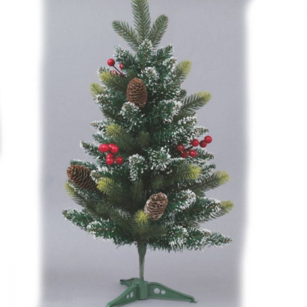 Alberino Pvc 60cm Innevato con Bacche