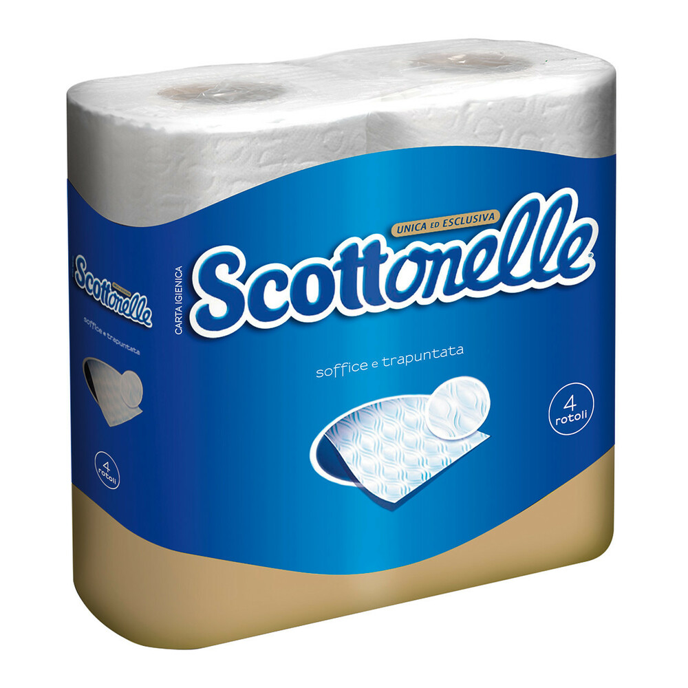 SCOTTONELLE Set 4 rotoli da 160 strappi, carta igienica 2 veli