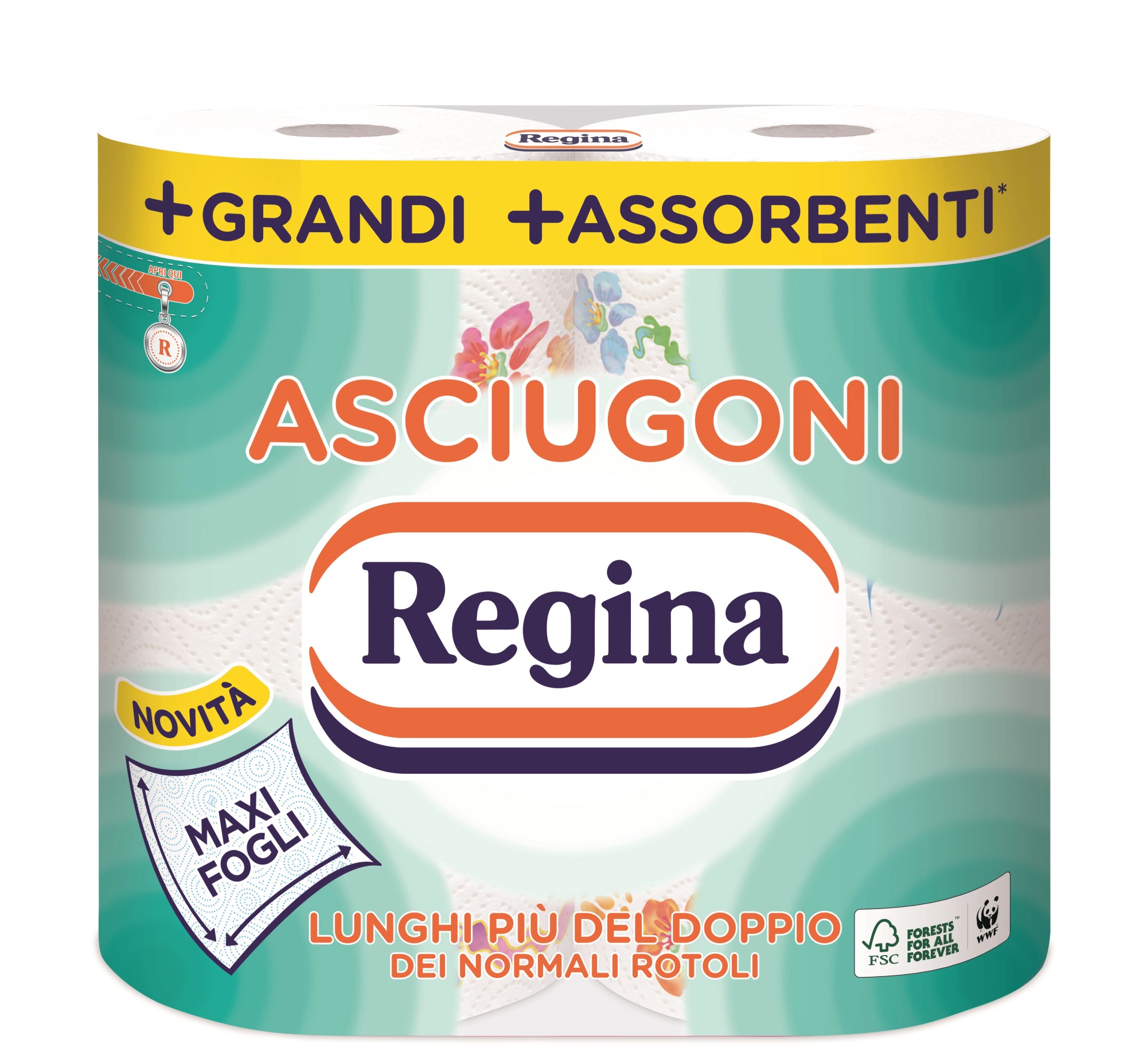 CARTA CUCINA ASCIUGONI 2 ROTOLI 2 VELI MAXI FOGLI 200 STRAPPI REGINA