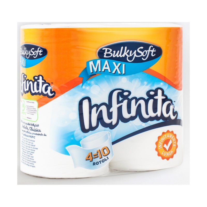 BULKYSOFT CARTA IGIENICA INFINITA 4 ROTOLI 450 STRAPPI 2 VELI