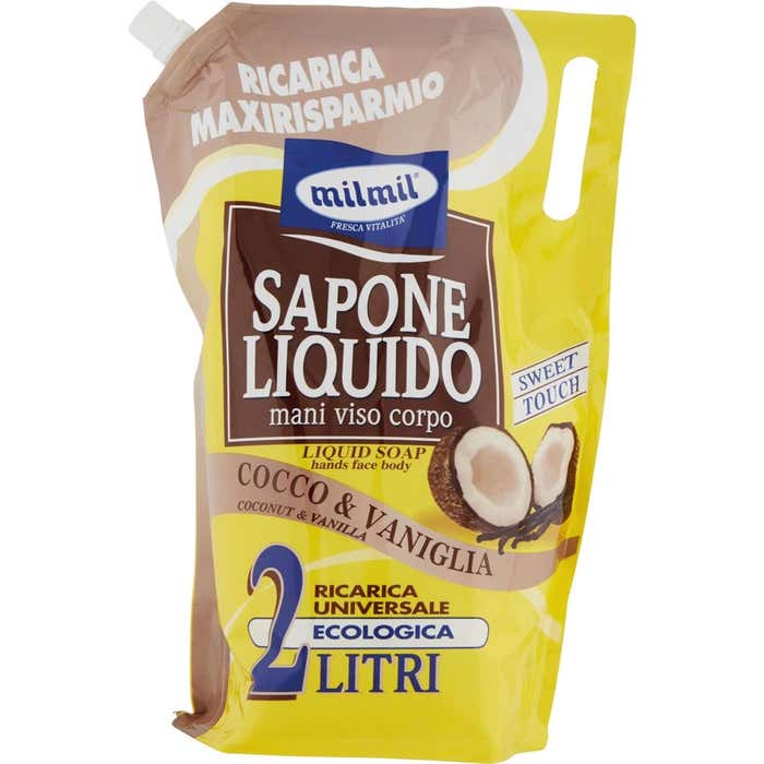 MIL MIL sapone liquido mani viso corpo cocco&vaniglia ricarica 2 l