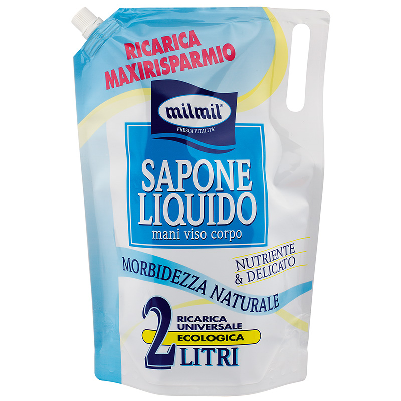 MIL MIL sapone liquido mani viso corpo morbidezza naturale ricarica 2 l
