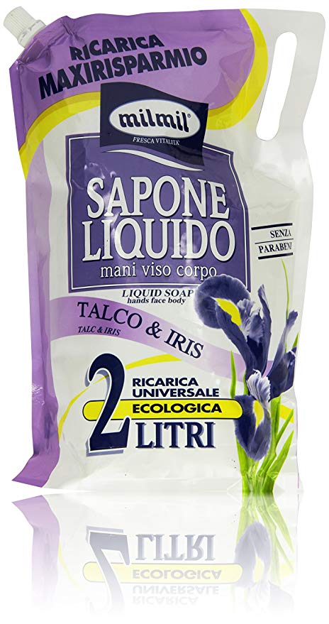 MIL MIL sapone liquido mani viso corpo talco&iris ricarica 2 l