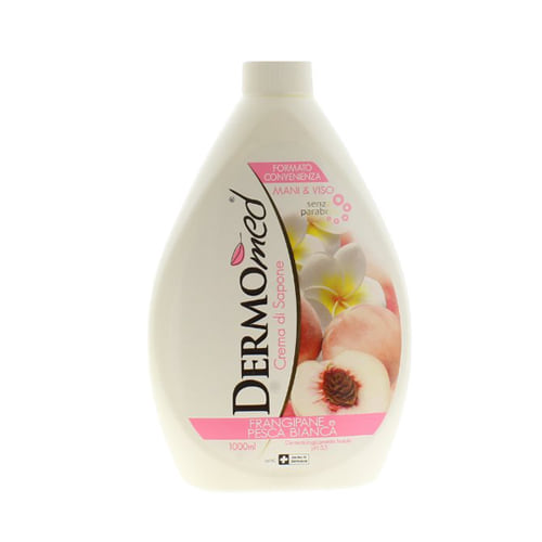 DERMOMED Crema di sapone liquido Mani Frangipane e Pesca Ricarica 1 L