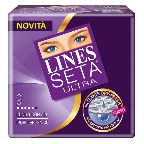 LINES Seta Ultra Lungo con Ali Ipoallergenico 9 pezzi
