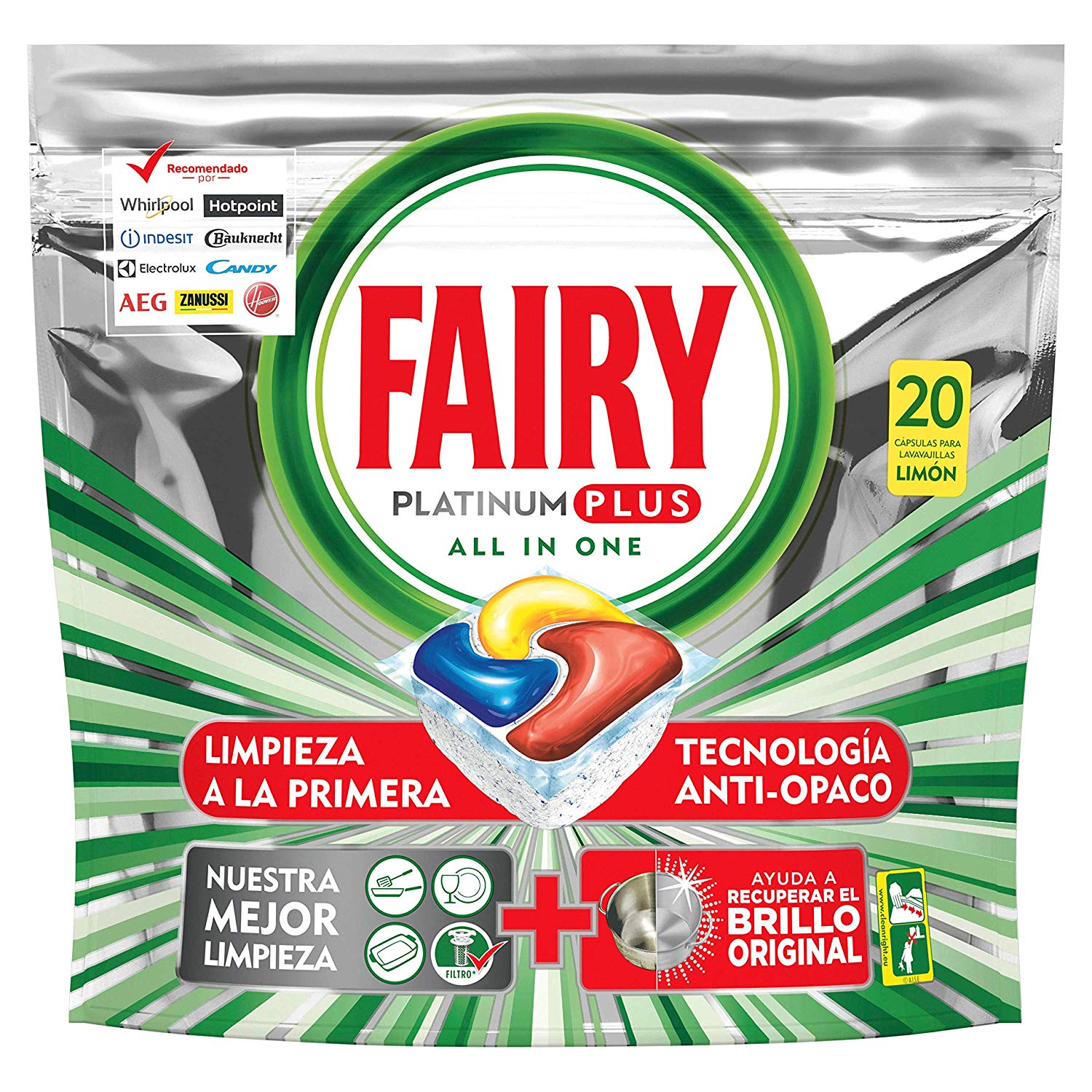 Fairy Platinum Plus Detersivo Lavastoviglie Limone 20 Caps
